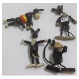 4 early wooden jointed Mickey Mouse figures