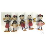 5 - 4" 1930s Mickey & Minnie Mouse figures by