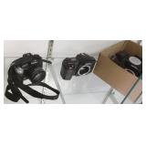 Group of cameras & parts including Canon, Nikon,