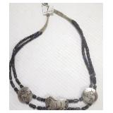 Signed double strand bead necklace with horse