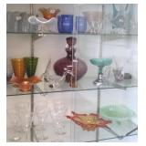 Group of assorted glass- art glass, stemware, etc