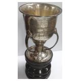 Sterling 3-handled trophy on wood base