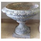 Cast iron garden urn approx 17" tall