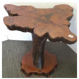 Cypress wood pedestal table (as seen)