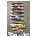 10 stag & imitation stag folding knives