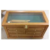 Multi-drawer glass top cabinet