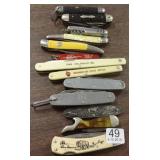 13 folding knives including U.S., melon testers,