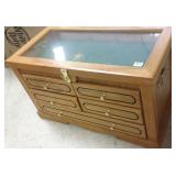 Multi-drawer glass top cabinet