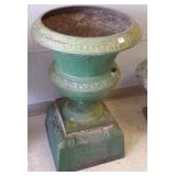 Antique 2 piece Kramer Brothers cast iron urn-