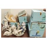 6 Lladro figures with boxes including Harlequin