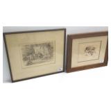 Framed pencil signed By Stool- etching-"Old Timer"
