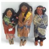 3 vintage Skookum dolls- 12" etc. (as seen)