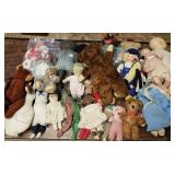 Group of dolls & bears including folk art cloth,