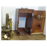Bausch & Lomb antique brass microscope with