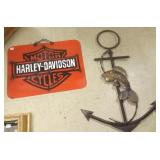 2 metal signs- Harley & fishing