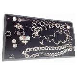 Group sterling necklaces, rings, Taxco, etc