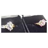 14k ring set with rubies & diamonds (stone