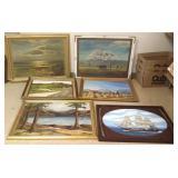 6 large framed signed oils on canvas (some as