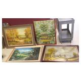 4 large framed signed oils on canvas