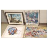 3 framed LeRoy Neiman sports prints & unframed