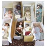8 large collector dolls in boxes- Middleton, Show