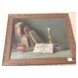 Antique framed signed M.J.L oil on canvas-
