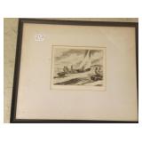 Framed pencil signed Y.E. Soderberg