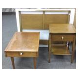 Mid century twin headboard, stand & side table