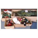 Group of Christmas decor & unused lighted tree