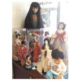 Group of 9 oriental & ethnic etc. collector dolls