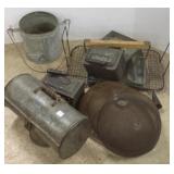 Group of metalware, tins, etc.