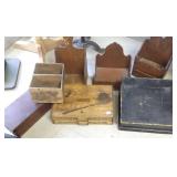 Group of wood boxes- advertising, etc.