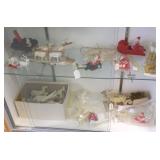 Large group of celluloid reindeer, Santas, etc.