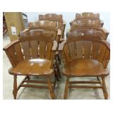 Set of 6 heavy matching oak chairs