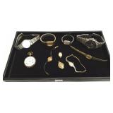 Group of vintage watches including pocket watch