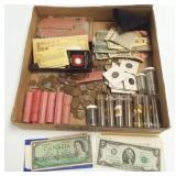 Group of assorted coins & currency including U.S.