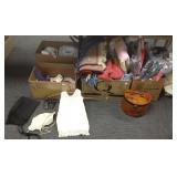 Group of vintage linens & purses, etc.