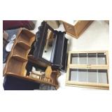 Shadowbox wall cabinet & 2 shelves with mirrors