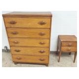 5 drawer highboy with carved walnut pulls & a