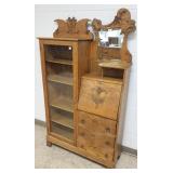 Antique oak side by side secretary with beveled