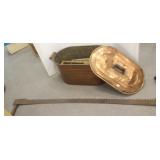 Copper boiler with assorted tools & 2 man cross