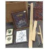 4 framed artworks & 2 easels