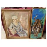 2 paintings including large oil