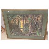 Framed signed Mauro Reategue painting on paper-