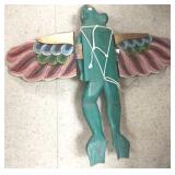 Flying painted wooden frog w/ wings - 39" long x