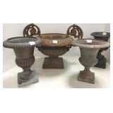 Cast iron 2 handled flower urn - 12" high x 16"