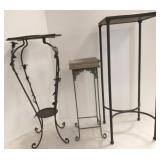 Metal fern stand w/ flowers - 30" tall & metal