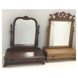 Walnut dresser mirror w/ drawer - 30" high x 20"