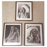 3 framed signed Lee Mohs? photo portraits - Eagle