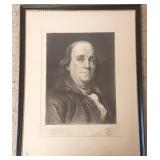 Framed Lewis Lefort etching of Benjamin Franklin
